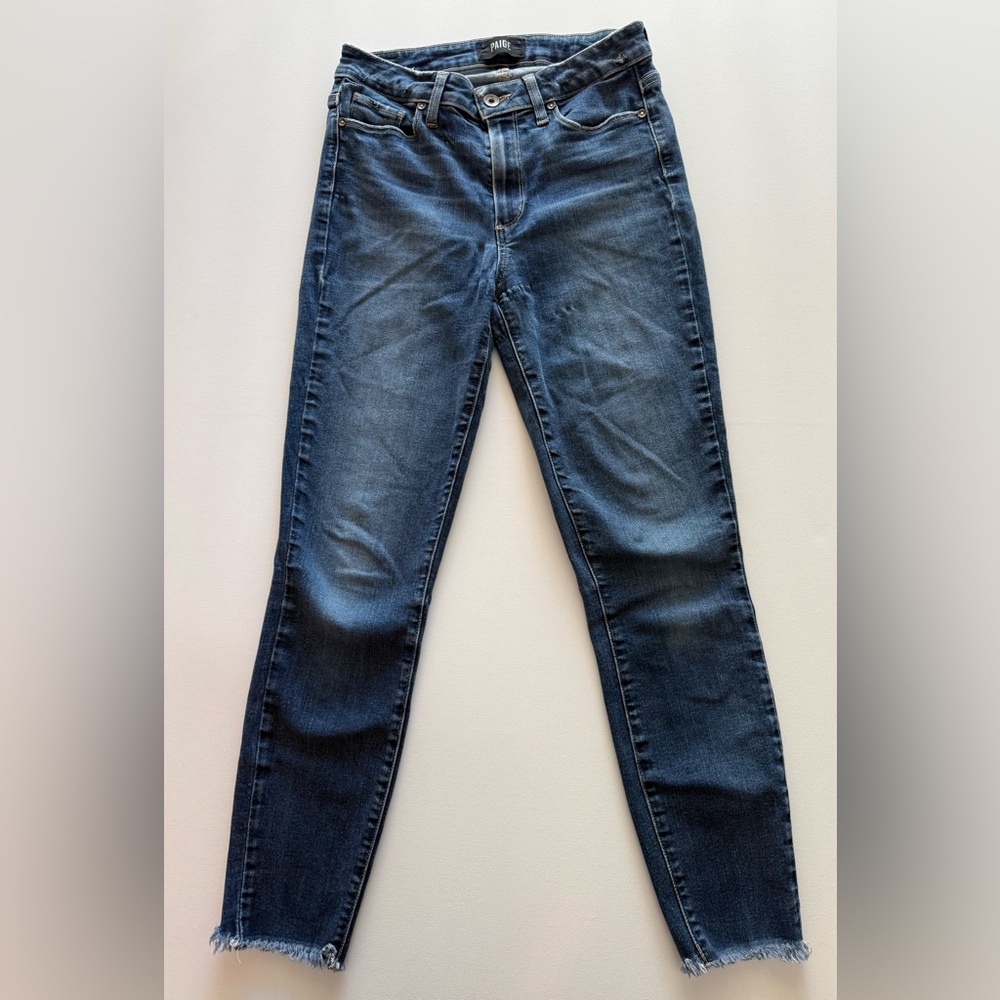 PAIGE Hoxton Ankle Tarin Wash Jeans Womens 28 High Rise Skinny Raw Hem Stretch